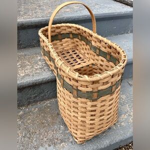 Vintage Rustic Country Woven Step Stair Basket Natural Blue XL 20" x 19" x 9"